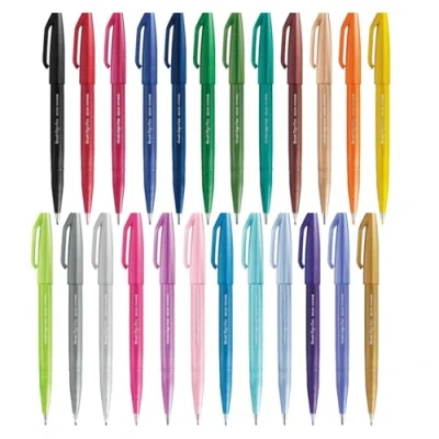 Immagine di Pentel Sign Pen SES15C Penna con punta in fibra, set completo di 24 pezzi