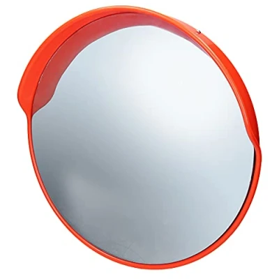 Immagine di ECD Germany Specchio Stradale Ø 60 cm con Supporto Girevole Rosso Infrangibile Resistente alle Intemperie di Sicurezza Convesso Panoramico per Una Maggiore visibilità Vialetti Parcheggi