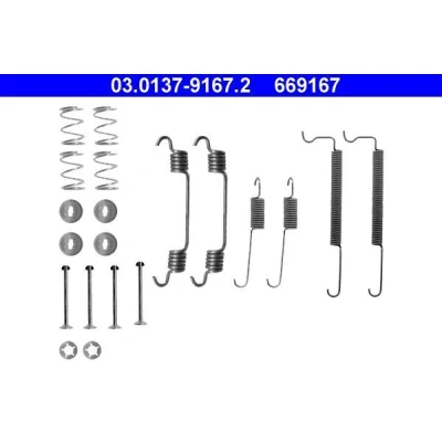 Immagine di ATE 03.0137 9167.2 Kit accessori, Ganasce freno OPEL: Corsa C Hatchback, Tigra Twintop, Astra G CC, CHEVROLET: Aveo / Kalos Hatchback