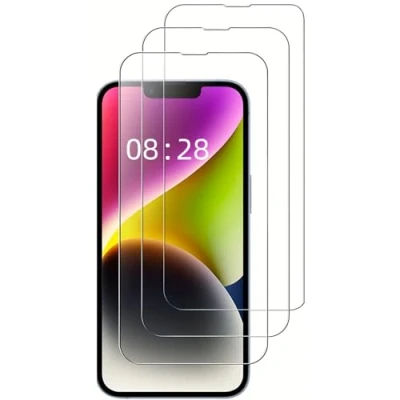 Immagine di 3 Pezzi Vetro Temperato Compatibile per iPhone 14 13 Pro Pellicola Prottetiva 6,1 Pollici Durezza 9h Senza Bolle Anti Graffio Impronte Ultra Trasparente Resistente Chiaro