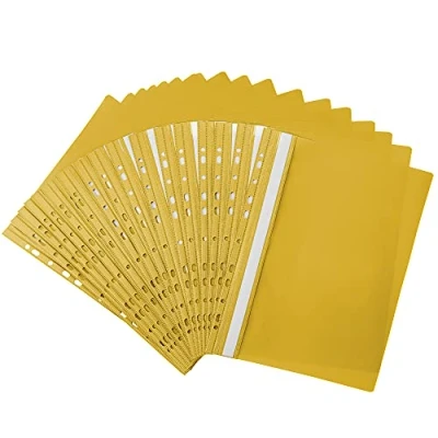 Immagine di Netuno 20 cartelline colorate trasparenti giallo formato a4 210x 297 mm buste anelli con strisce scrivibile forate copertine