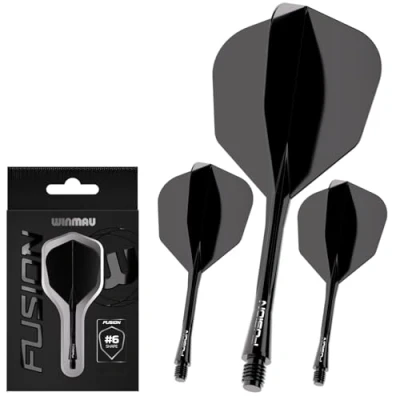 Immagine di WINMAU Darts Fusion Integrated Flight &amp; Shaft System No.6 Shape Design Colore nero, lunghezza corta