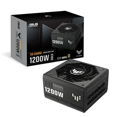 Immagine di ASUS TUF Gaming 1200W Gold, Alimentatore completamente modulare, 80+ componenti di livello militare, cuscinetti a doppia sfera, ventola Axial tech, rivestimento PCB, Nero
