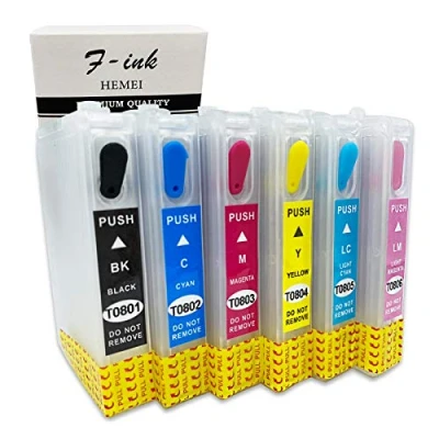 Immagine di Compatibile con Epson T0807, cartuccia d&#039;inchiostro ricaricabile Funziona Stylus photo RX585 RX685 RX560 P50 PX820FWD PX830FWD PX50 PX700W PX710W PX800FW PX810 PX650 PX660 PX720WD stampante