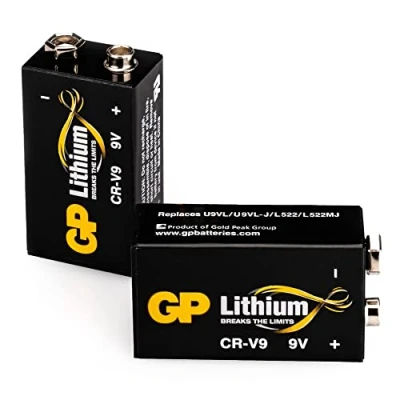 Immagine di GP Batterie a blocco al litio 9 V Longlife, Volt Li MnO2, 2 pezzi Block Litio, ideale per rilevatori di fumo, fuoco, microfoni ecc.