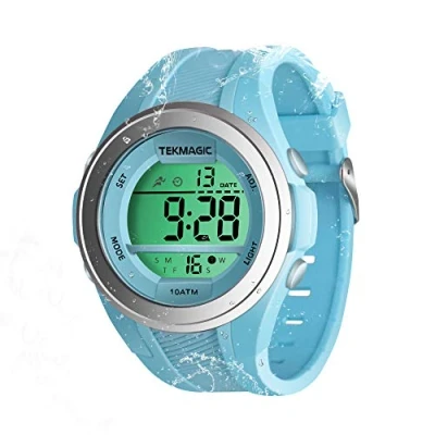 Immagine di TEKMAGIC Orologio Sportivo Ragazza Impermeabile 10 Atmosfere per Subacqueo e Nuoto con Sveglia, Cronometro, Cronografo, Timer, Doppio, Orario Calendario, Formato 12 o 24 Ore, Retroilluminazione
