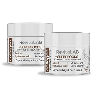 Immagine di RevitaLAB Day and Night Collagen Anti Aging Moisturiser Enriched with Hyaluronic Acid, Superfoods, Vitamins a UVA/UVB Filter for Ages 30 45, 50 ml (multipack)
