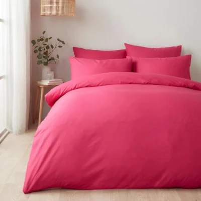 Immagine di Appletree Set copripiumino super king size (260 x 220 cm), in 100% cotone, morbido e lussuoso, colore rosa acceso