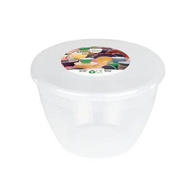 Immagine di 1 vaschetta per budino e coperchio, confezione da 4 bacini in plastica, 570 ml (1 p), dimensioni medie alimenti sicuri uso alimentare, trasparenti