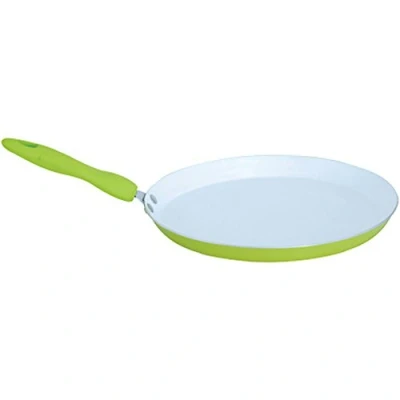 Immagine di MSV 110401 Padella per crêpes tutti i tipi di fornelli, in alluminio/ceramica/silicone, 48 x 28 8 cm, diametro colore: Verde