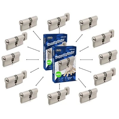 Immagine di GERCAR Pro 12x cilindro di serratura/cilindro per porta a profilo o con pomolo MIX 60/70/80/90 mm combinazione libera cilindri dimensioni diverse la stessa chiave 60 chiavi OKS