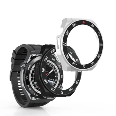 Immagine di kwmobile 2X Custodia Rigida Smartwatch Compatibile con Huawei Watch Ultimate Cover Case Vetro Temperato Orologio Fitness Nero/Argento