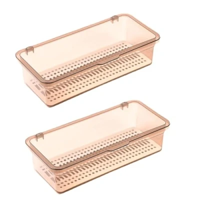 Immagine di AMIUHOUN Vassoio per con coperchio, contenitore utensili coperchio in plastica, portaposate organizer cassetti
