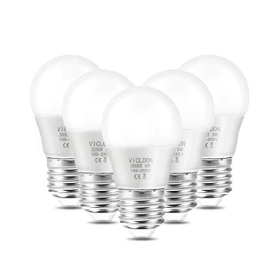 Immagine di Vicloon Lampadine LED Attacco E27, 3W Equivalenti a 25W, G45 Bianco Calda, 280ML, Angolo Fascio 180, Non Dimmerabile Pacco da 5 [Classe di efficienza energetica A+]