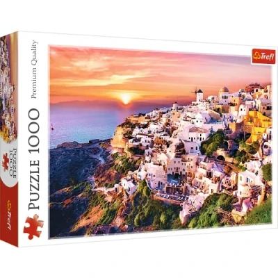 Immagine di Trefl 1000 Elementi, Isola Greca, Splendida Vista sulla Città, Te, intrattenimento Creativo, Regalo, Classico Puzzle, Colore Tramonto su Santorini Grecia, pièces, TRF10435