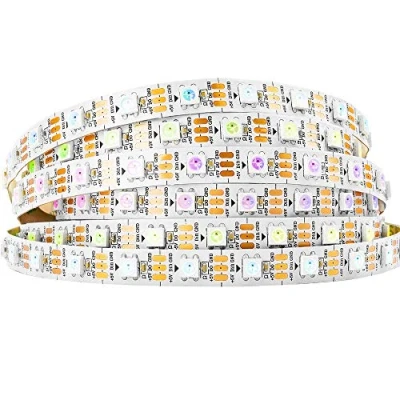 Immagine di BTF LIGHTING WS2812B IC RGB 5050SMD Oro puro Singolo Indirizzabile Colore Inseguimento Striscia LED 5M 300LED 60LED/m Flessibile Full Color IP30 DC5V per il fai da te (Senza adattatore o controller)