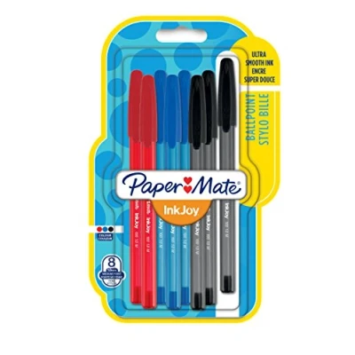 Immagine di Paper Mate InkJoy 100ST Penna a Sfera con Cappuccio e Punta Media da 1.0 mm, Confezione 8, Colori Assortiti