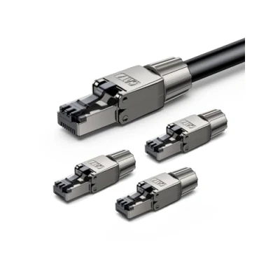 Immagine di UGREEN Connettore Ethernet CAT 7 Senza Attrezzi Schermato Spina LAN a 8 Pin da 10 Gbps Supporta POE per Cavi di Rete RJ45 6A, 6, 5e, Compatibile con PC Router Switch 4 Packs
