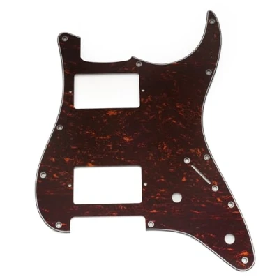 Immagine di Musiclily Pro 11 Fori Battipenna ST Chitarra HH Pickguard con Configurazione 2 Humbucker Coperto Potenziometro per Elettrica tipo Fender Squier Strat, 4 strati Red Tortoise