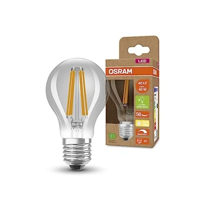 Immagine di OSRAM Lampada LED SUPERSTAR+ CLASSIC P GLFR 40, E27, goccia, 2.6W, 481lm, 2700K, luce bianca calda, dimmerabile, filamento LED, consumo energetico molto basso, classe di efficienza energetica B