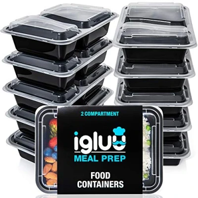 Immagine di Contenitori Per Alimenti Ermetici Con 2 Scomparti (Set Di 20) Recipienti Plastica Senza BPA E Impilabili Scatole Bento Riutilizzabili Il Cibo Adatti A Microonde, Freezer Lavastoviglie