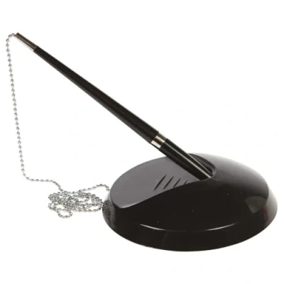 Immagine di Hainenko Set Penna da Scrivania con Stand e Catenella Colore Nero + Ricariche Normale