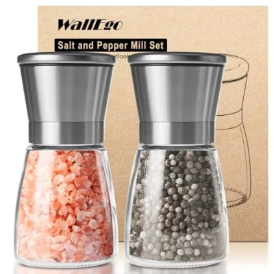 Immagine di Macina Sale Pepe Macinasale Nucleo ceramico regolabile macinapepe, Macinatore per spezie manuale Set di 2 pezzi [Senza contenuto spezie]
