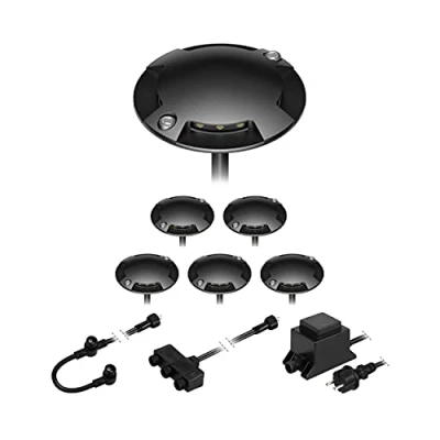 Immagine di ledscom.de Lampada da terra a LED Bunda, 4 fiamme, per esterni, nera, transitabile, bianco caldo, set 6