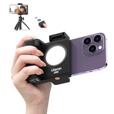 Immagine di ULANZI CapGrip CG02 Smartphone Grip, Impugnatura per con Telecomando Bluetooth, iPhone Camera Grip Luce Regolabile su 3 Livelli Catturare Selfie, Bianco