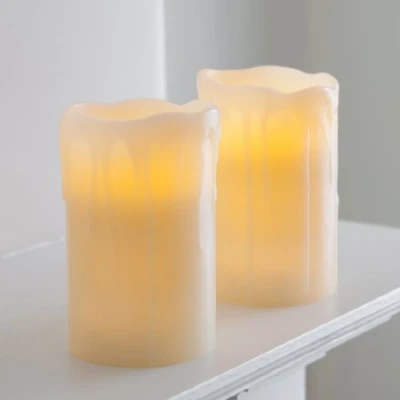 Immagine di Lights4fun Coppia di chiesa pilastro candele a LED in vera cera batteria con timer