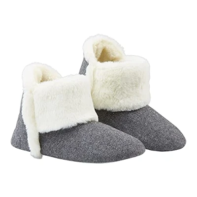 Immagine di DUNLOP Pantofole Donna Invernali, Ciabatte A Stivaletto Con Pelliccia, Calde, Memory Foam E Antiscivolo (Grigio Scuro, 38, numeric_38)