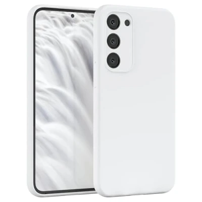 Immagine di EAZY CASE custodia per cellulare in silicone premium compatibile con Galaxy S23 Plus protezione della fotocamera e rivestimento interno protettiva bumper Bianco