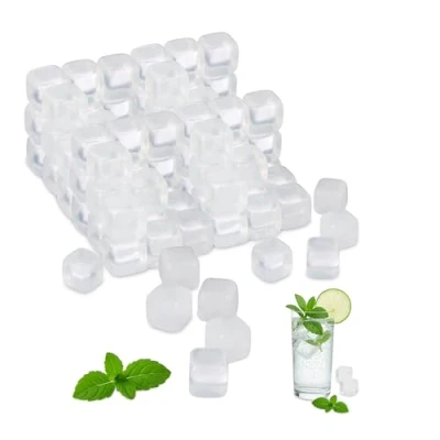 Immagine di Relaxdays Cubetti XXL da Ghiaccio Riutilizzabili, Set 24, Refrigerante in Plastica, per Bevande, Feste, Trasparenti, unità