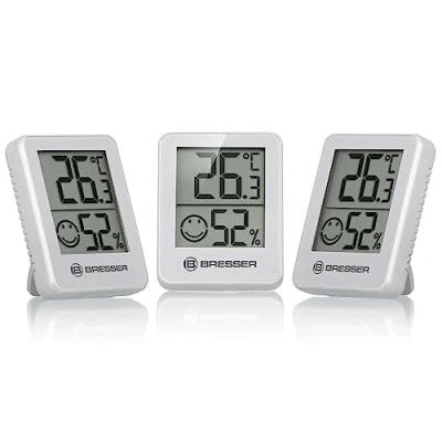 Immagine di Bresser Temeo Termometro e Igrometro, set composto da 3 indicatori con supporto tavolo o montare a parete, indicatore di livello climatizzazione ambientale, bianco