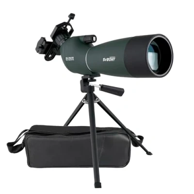 Immagine di Svbony SV28 Cannocchiale, 25 75x70 Cannocchiale con Treppiedi, FMC Ottica Bak4 Prisma Telescopio Spotting Scope Smartphone Adapter per Tiro a Segno, Birdwatching, Caccia