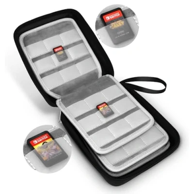 Immagine di DBCOAST Custodia per giochi Nintendo Switch carte Borsa trasparente a tasche conservare 72 di gioco Nero