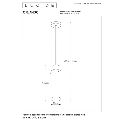 Immagine di Lucide Lampada a sospensione Orlando, grigio fumo, 1 luce