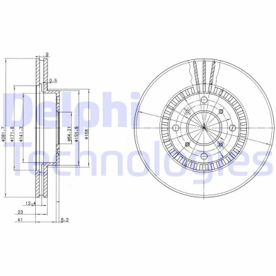 Immagine di DELPHI BG2815 Disco freno 282 23 4 ventilato Oleato non trattato senza cuscinetto ruota, anello sensore ABS HONDA: PRELUDE
