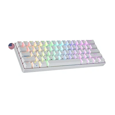 Immagine di Ranked S60 Supernova Tastiera da Gioco Meccanica Mini 60% Hotwap Gaming Keyboard 61 Tasti LED RGB Cavo USB Per Mac, PC Windows QWERTY Americano (Bianco, Gateron Optical Speed Yellow)