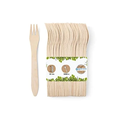 Immagine di BIOZOYG 1000 forchette monouso in legno I posate biodegradabili e compostabili forche stoviglie stabili 18 cm