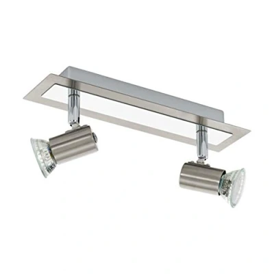 Immagine di Eglo 90915 Lampada a LED da parete/soffitto, as 2 punti luce, modello Rottelo, in acciaio nichelato/cromato, HV 3 W, attacco GU10, 360 lm (lampadine non incluse), 28 x 7 cm