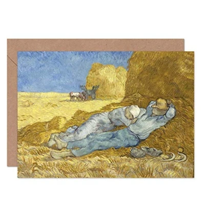 Immagine di Artery8 Vincent Van Gogh The Siesta After Millet Fine Art Greeting Card Plus Envelope Blank Inside