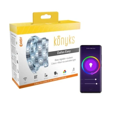 Immagine di Smart Striscia Led Konyks Dallas Easy Wi Fi + Bluetooth, Colori Bianco regolabile, Lunga 3m, compatibile con Alexa e Google Home, atmosfere automazioni facili