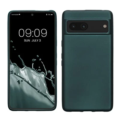 Immagine di kwmobile Custodia Compatibile con Google Pixel 7 Cover Back Case Morbida Protezione in Silicone TPU Effetto metallizzato petrolio