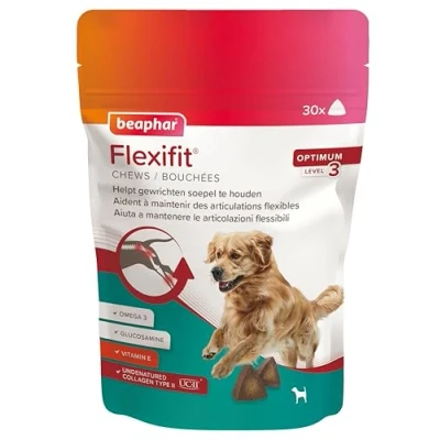 Immagine di Beaphar Flexifit Chews, Integratore Articolare per Cani, Supportare la Mobilità e il Benessere Articolare, con Omega 3, Glucosamina, Vitamina Collagene, 175 g