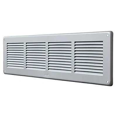 Immagine di La ventilazione GAL4014R Griglia di rettangolare in Alluminio Argento, da Sovrapporre, con rete antinsetti. Dimensioni 440x240 mm