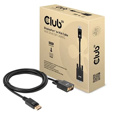 Immagine di club3D Displayport / VGA Cavo Spina DisplayPort, 15pin 2.00 m Nero CAC 1012