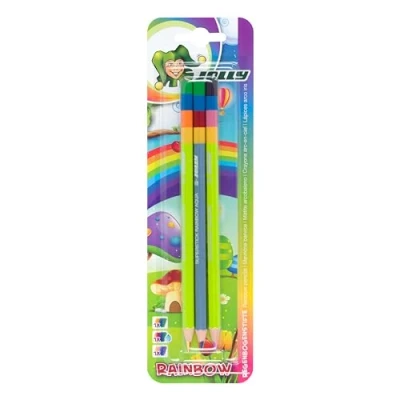 Immagine di JOLLY Supersticks Rainbow, 3 matite colorate, combinazioni di colori, 4 colori in una matita, infrangibile, resistente ai bambini, brillanti e ricchi, per i principianti