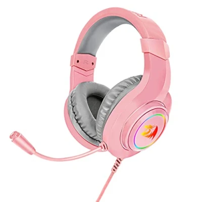 Immagine di Redragon H260 Hylas RGB Pink, Cuffie Gaming con Microfono, Cuscinetti circumaurali, compatibili PC Portatile Xbox One Nintendo PS4 PS5.