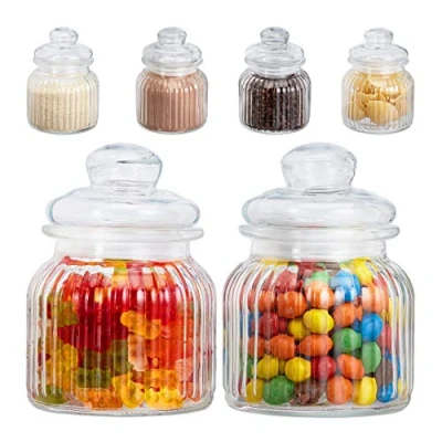 Immagine di Relaxdays Barattoli Alimentari, Vetro, Set da 6, Coperchio, 700ml, Cucina, Contenitori, Candy Bar, Ermetici, Trasparente